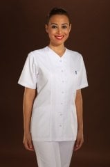 313-V-Gabardin V Yaka Tek Üst Bayan Doktor Hemşire Forması