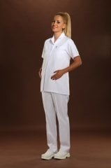 347-Gabardin Lakos Yaka Pileli Tek Üst Hamile Hemşire Forması