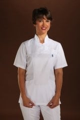 338-Gabardin Hakim Yaka Yana Çıt Çıtlı Tek Üst Doktor Hemşire Forması