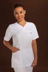 339-Gabardin Çapraz Yaka İki Çıt Çıtlı Tek Üst Doktor Hemşire Forması