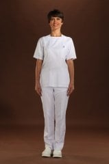 390-Gabardin Kare Yaka Tek Üst Doktor Hemşire Forması