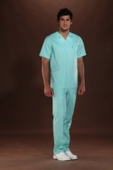 240 Gabardin Su Yeşili Takım Doktor Hemşire Forması