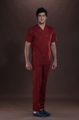 219 Gabardin Bordo Takım Doktor Hemşire Forması