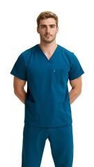 SCRUB LİKRA (ESNEK KUMAŞ) PETROL MAVİ ÜST