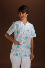 150 -Turkuaz Desenli Tek Üst Doktor Hemşire Forması