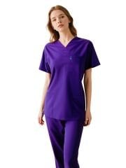 SCRUB LİKRA (ESNEK KUMAŞ) MOR ÜST