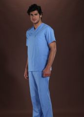 251 T.Cotton Kırçıllı Mavi Takım Doktor Hemşire Forması