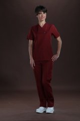 319 Gabardin Bordo Takım Doktor Hemşire Forması