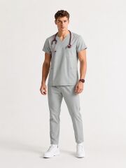SOFT GREY SCRUBS LUX LİKRA (ESNEK) TAKIM L-60