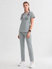 SOFT GREY SCRUBS LUX LİKRA (ESNEK) TAKIM L-60