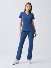 PETROL BLUE SCRUBS LUX LİKRA (ESNEK) TAKIM L-08