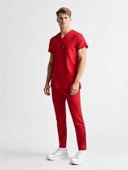 SCRUB LİKRA (ESNEK KUMAŞ) KIRMIZI TAKIM L-14