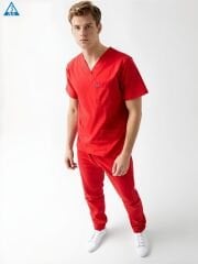 SCRUB LİKRA (ESNEK KUMAŞ) KIRMIZI TAKIM L-14