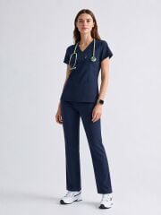 LACİVERT SCRUBS LUX LİKRA (ESNEK) TAKIM L-02