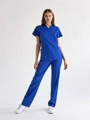 SCRUB LİKRA (ESNEK KUMAŞ) SAKS MAVİ TAKIM L-11