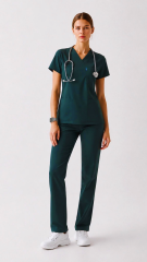 KHAKI TEAL SCRUBS LUX LİKRA (ESNEK) TAKIM L-29