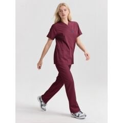 SCRUB LİKRA (ESNEK KUMAŞ) BORDO TAKIM L-07