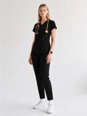 BLACK SCRUBS LUX LİKRA (ESNEK) TAKIM L-03