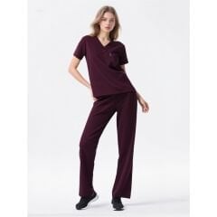 SCRUB LİKRA (ESNEK KUMAŞ) MÜRDÜM TAKIM L-09