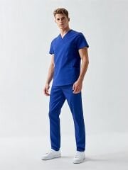 SCRUB LİKRA (ESNEK KUMAŞ) SAKS MAVİ TAKIM L-11