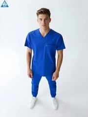 SCRUB LİKRA (ESNEK KUMAŞ) SAKS MAVİ TAKIM L-11