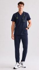 SCRUB LİKRA (ESNEK KUMAŞ) LACİVERT TAKIM L-02