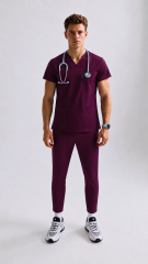DARK PLUM SCRUBS LUX LİKRA (ESNEK) TAKIM L-09