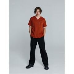 SCRUB LİKRA (ESNEK KUMAŞ) KİREMİT ÜST SİYAH PANTOLON